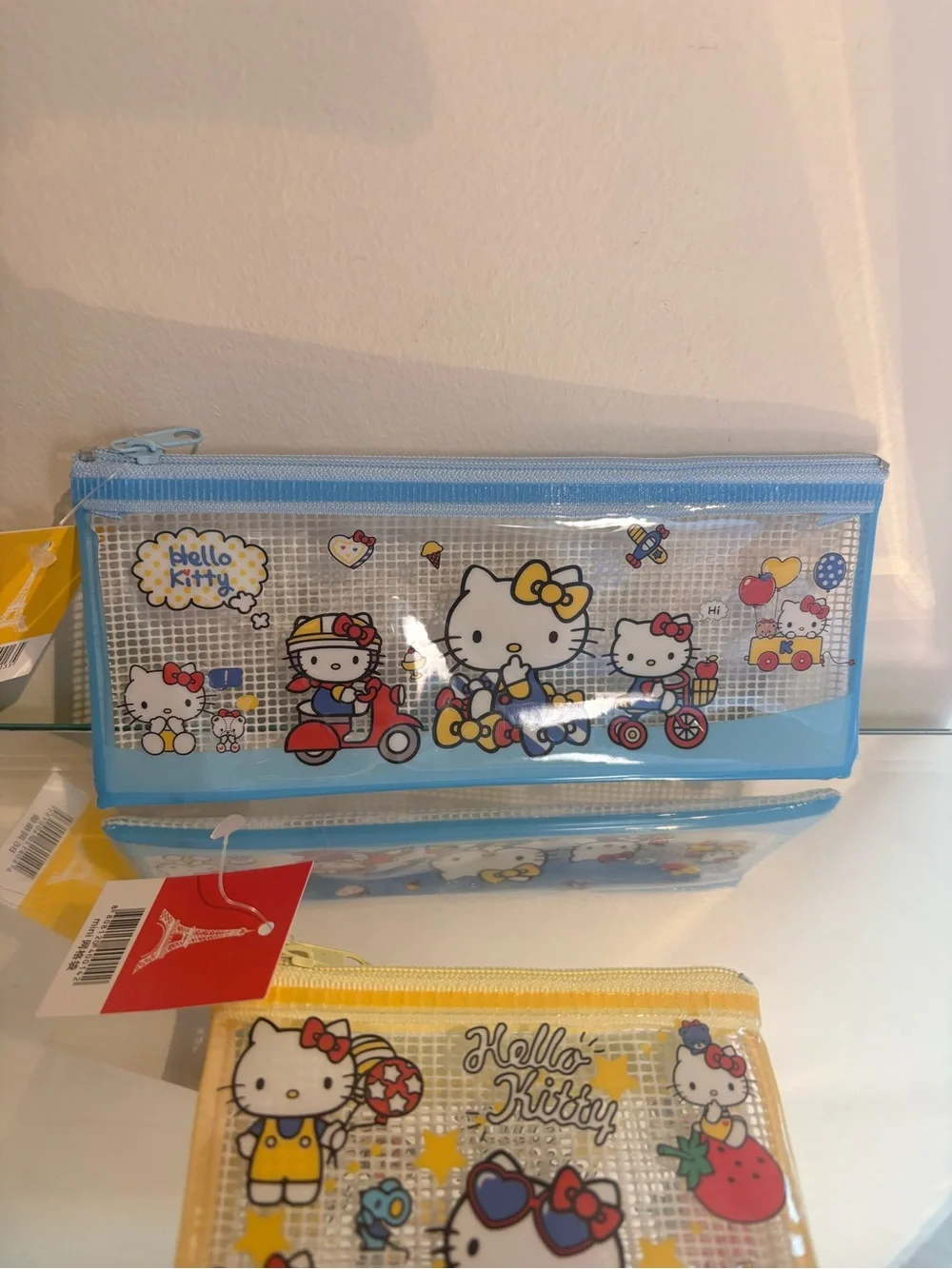 Hello Kitty blue and yellow pencil case bundle